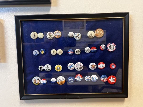 Political pins.