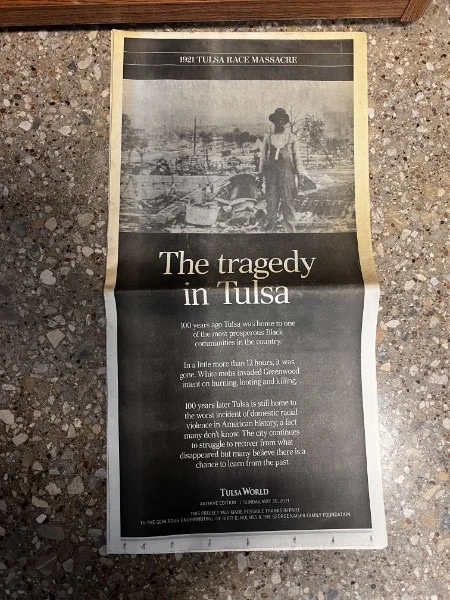 A Tulsa World retrospective on the 1921 Tulsa Race Massacre. This is a commemorative publication, not a newspaper printed in 1921.