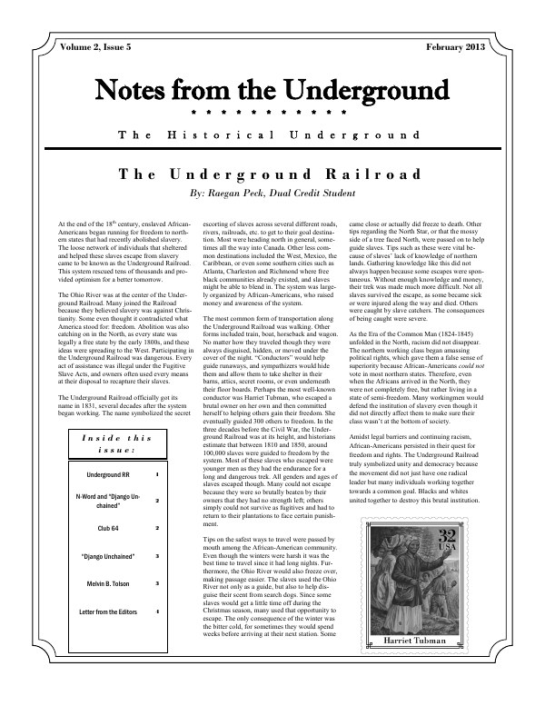 Cover of Notes from the Underground, Volume 2, Issue 5, February 2013