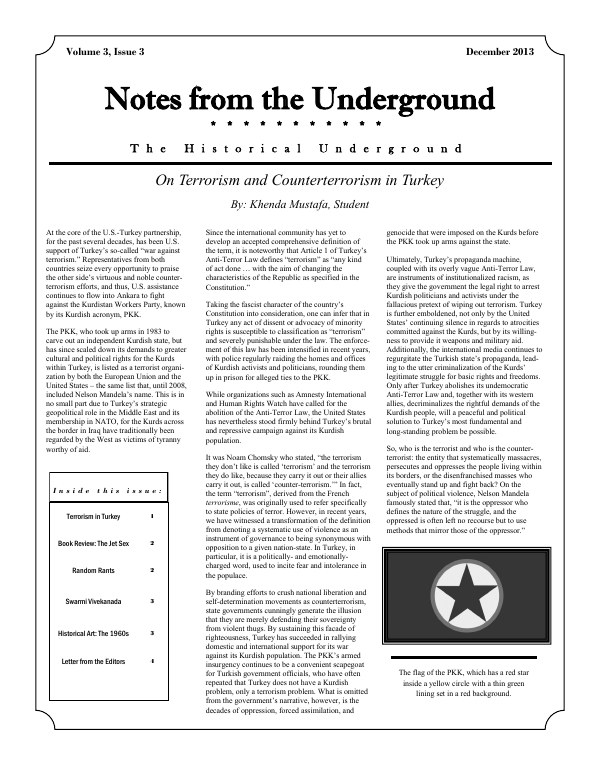 Cover of Notes from the Underground, Volume 3, Issue 3, December 2013