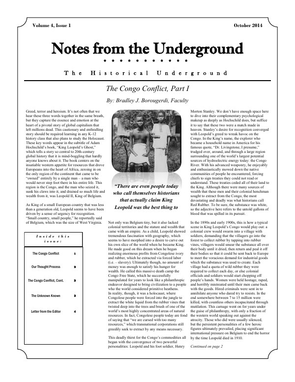 Cover of Notes from the Underground, Volume 4, Issue 1, October 2014
