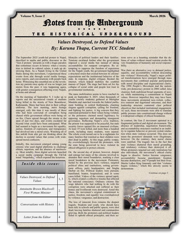Cover of Notes from the Underground, Volume 9, Issue 2, March 2026